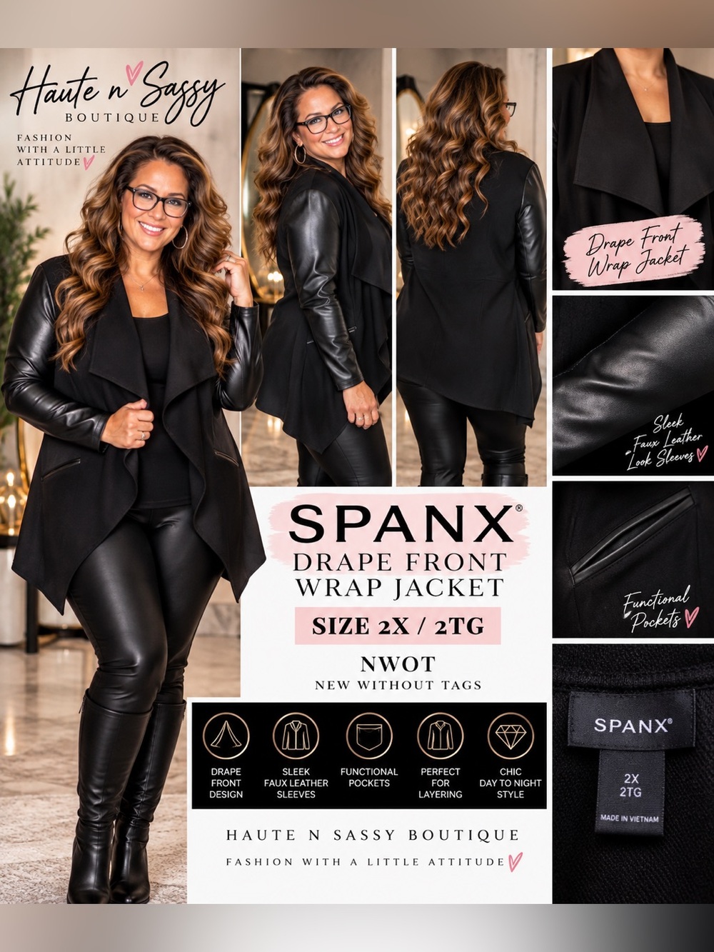 🖤 NWT SPANX Drape Front Wrap Jacket 2X/2TG 🖤